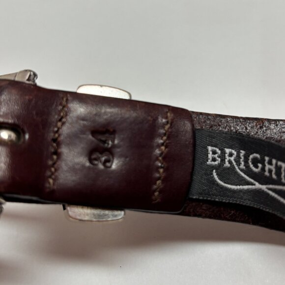 Brighton Leather Brown Belt Silver Concho and Woven Details Size 34 main image 4